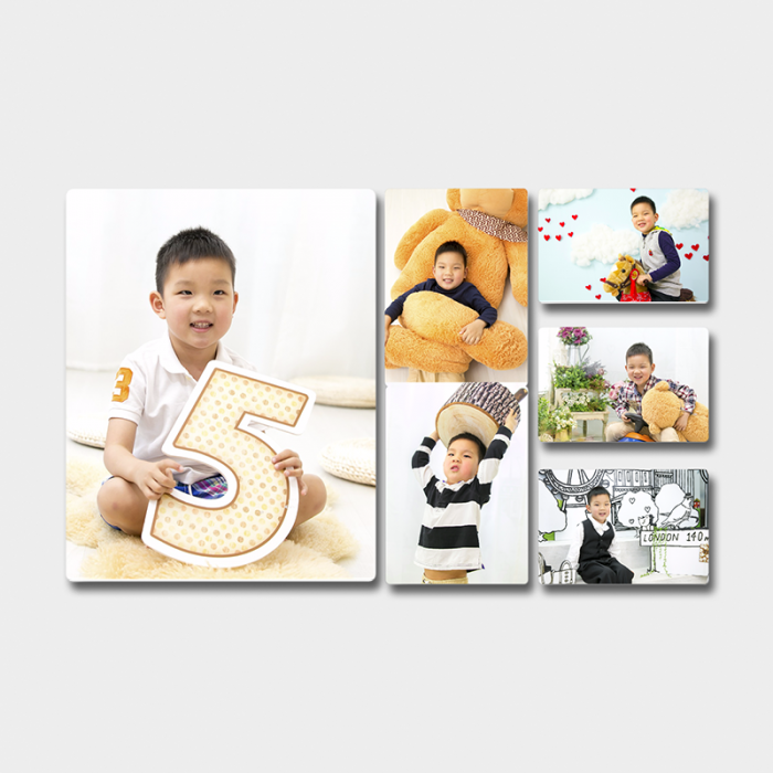 1 pc of 11"x14" + 2 pcs of 5"x7" + 3 pcs of 6"x4"